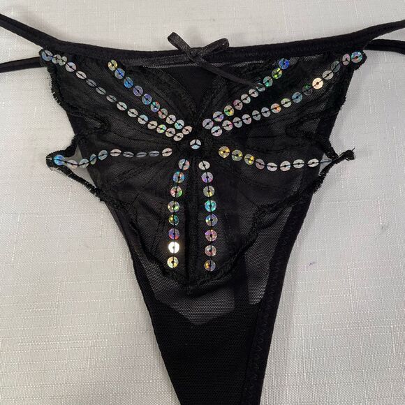 BLACK SEQUIN G-STRING SIZE 7 by INTIMATES NWOT - Picture 2 of 4